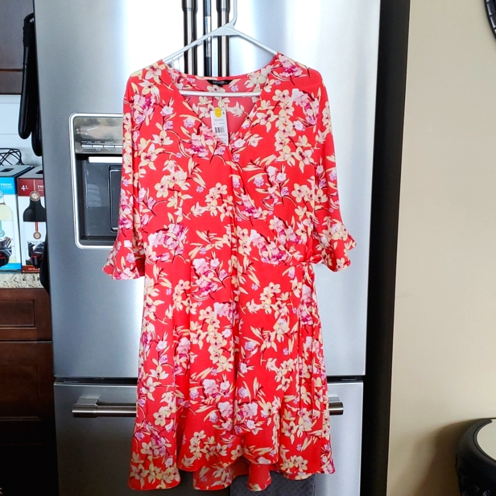 Ladies floral print wrap dress, size L